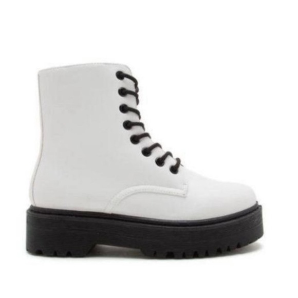 White Platform Combat Boot - Picture 3 of 5